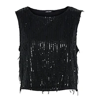 Rilly Sleeveless Sequin Fringe Top