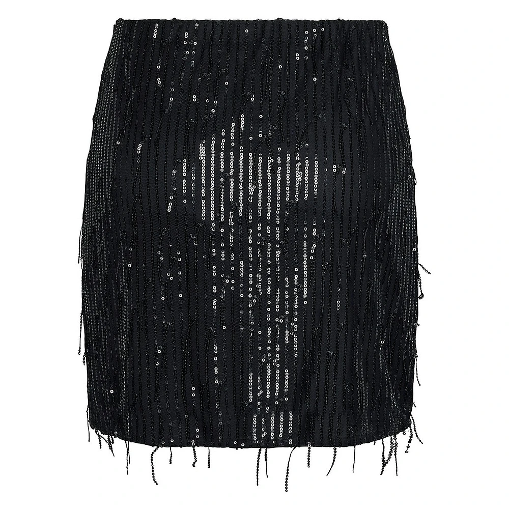 Rilly High-Waisted Fringed Sequin Mini Skirt