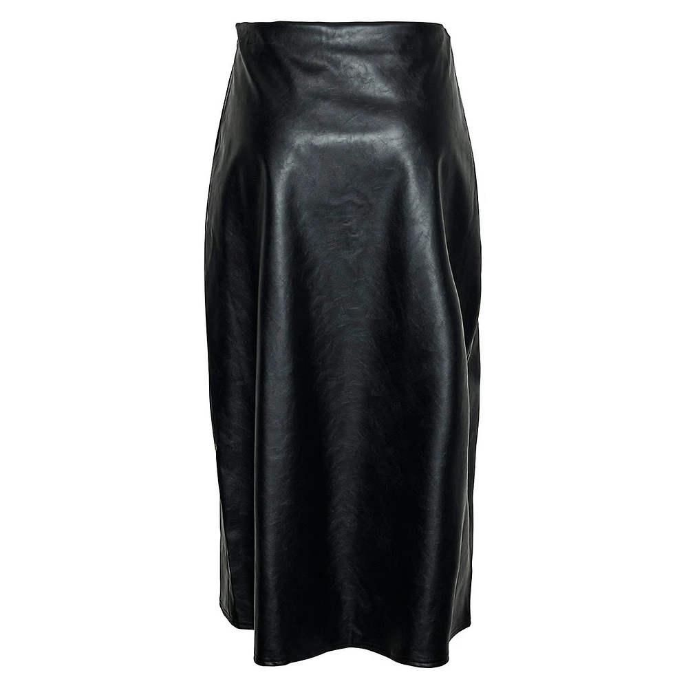 Rutanan High-Waist Faux Leather Midi Skirt