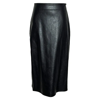 Rutanan High-Waist Faux Leather Midi Skirt