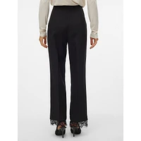 Lace-Trimmed Straight-Leg Dress Pants