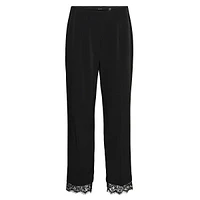 Lace-Trimmed Straight-Leg Dress Pants