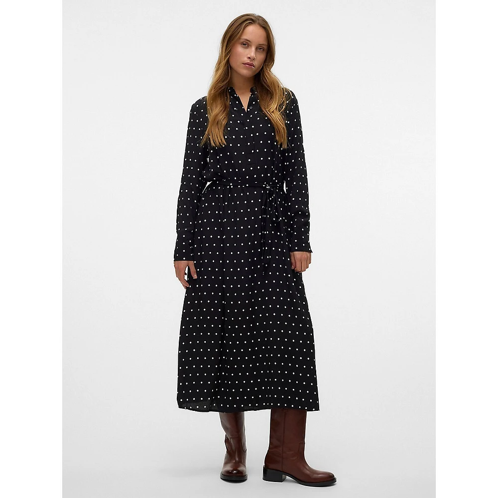 Print Midi-Length Shirt Dress