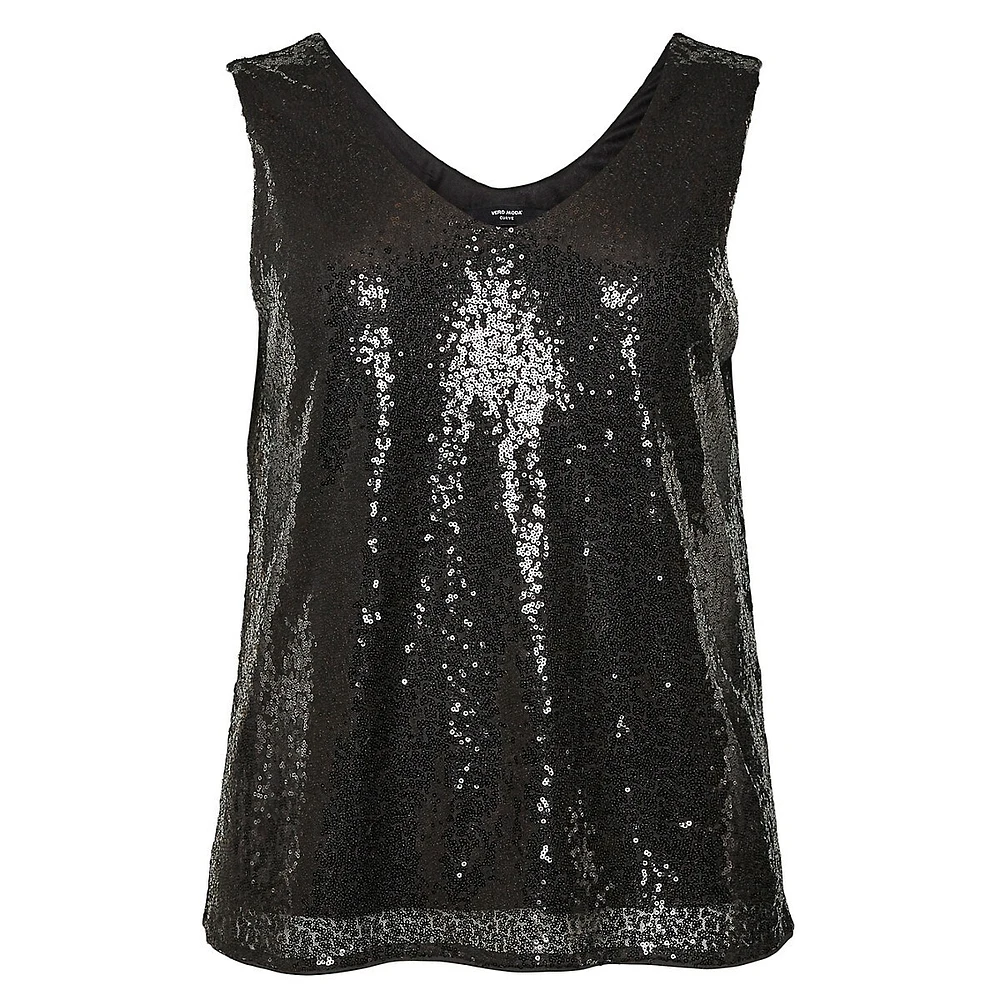 Plus Kaje Sequined V-Neck Sleeveless Top