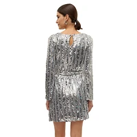 Sequin Belted Dress