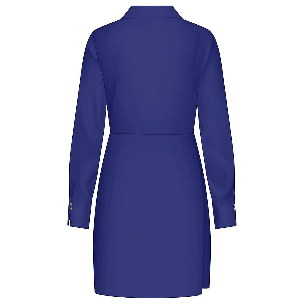 Satin Faux Wrap Shirt Dress