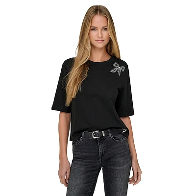 Antonia Organic Cotton Rhinestone Heart Boxy T-Shirt