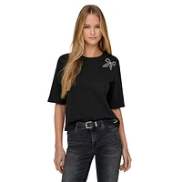 Antonia Organic Cotton Rhinestone Heart Boxy T-Shirt