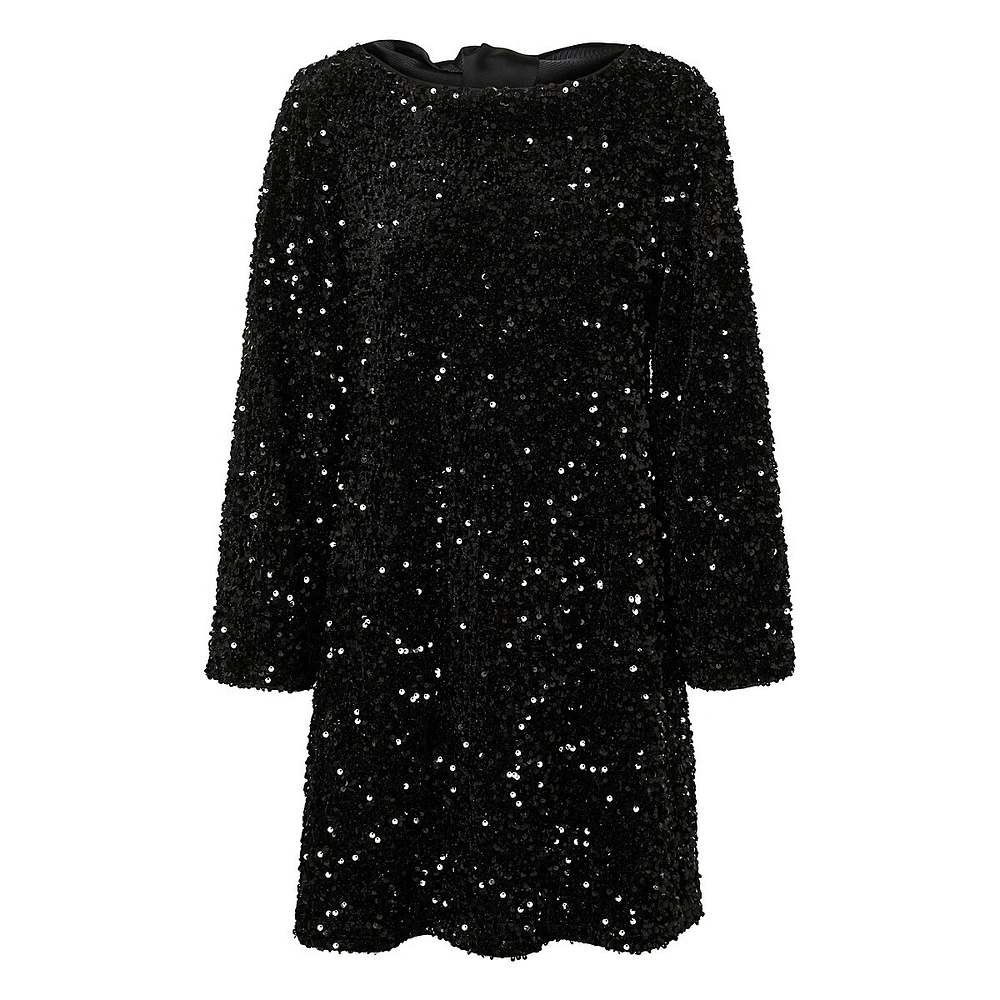 Plus Cetta Sequined Boatneck Mini Dress