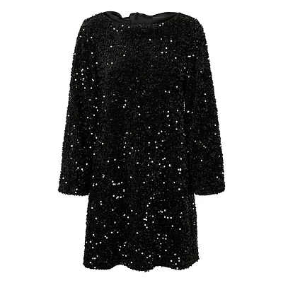 Plus Cetta Sequined Boatneck Mini Dress