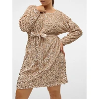 Plus Bella Tied Sequin Boatneck Dress