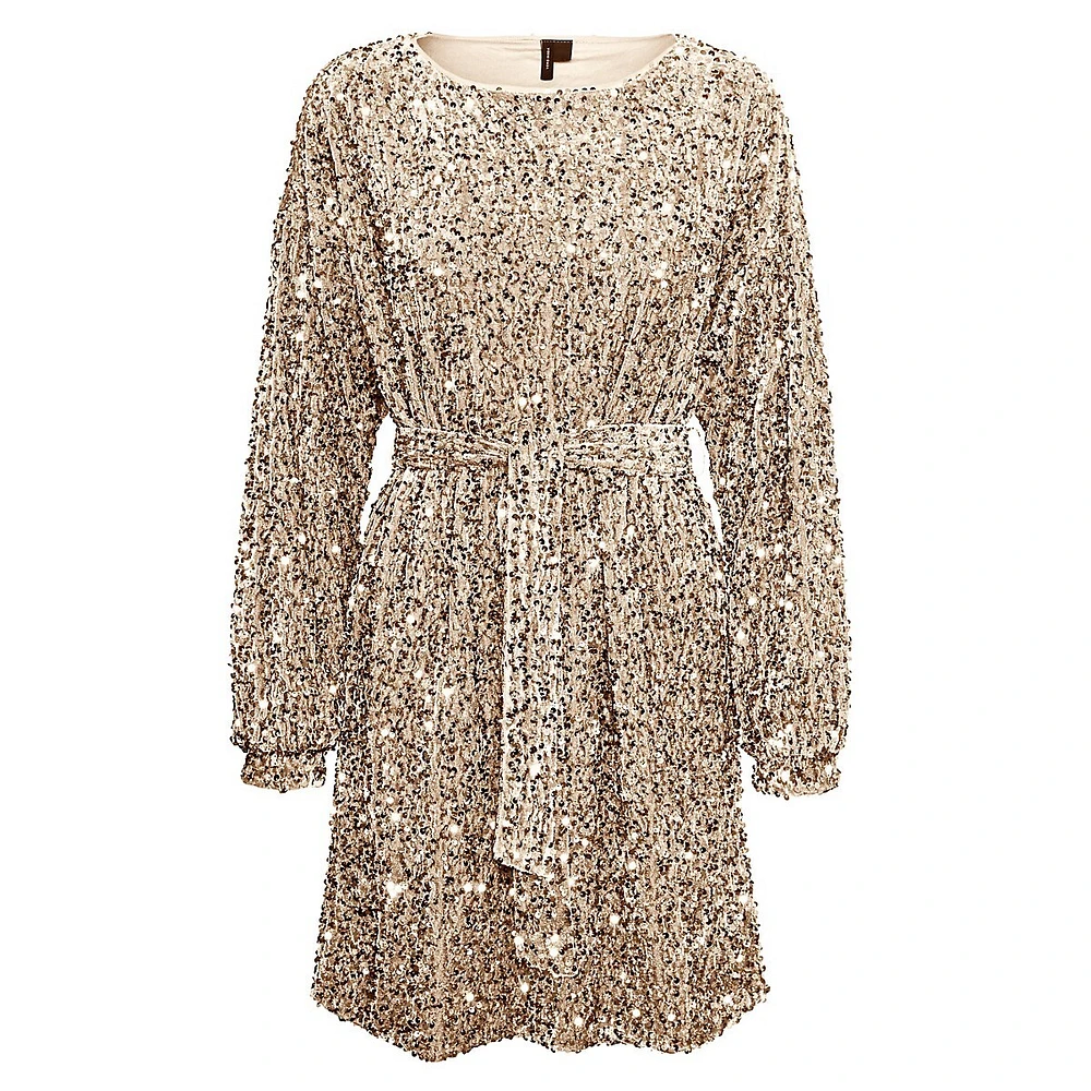 Plus Robe Bella à col bateau et sequins noués