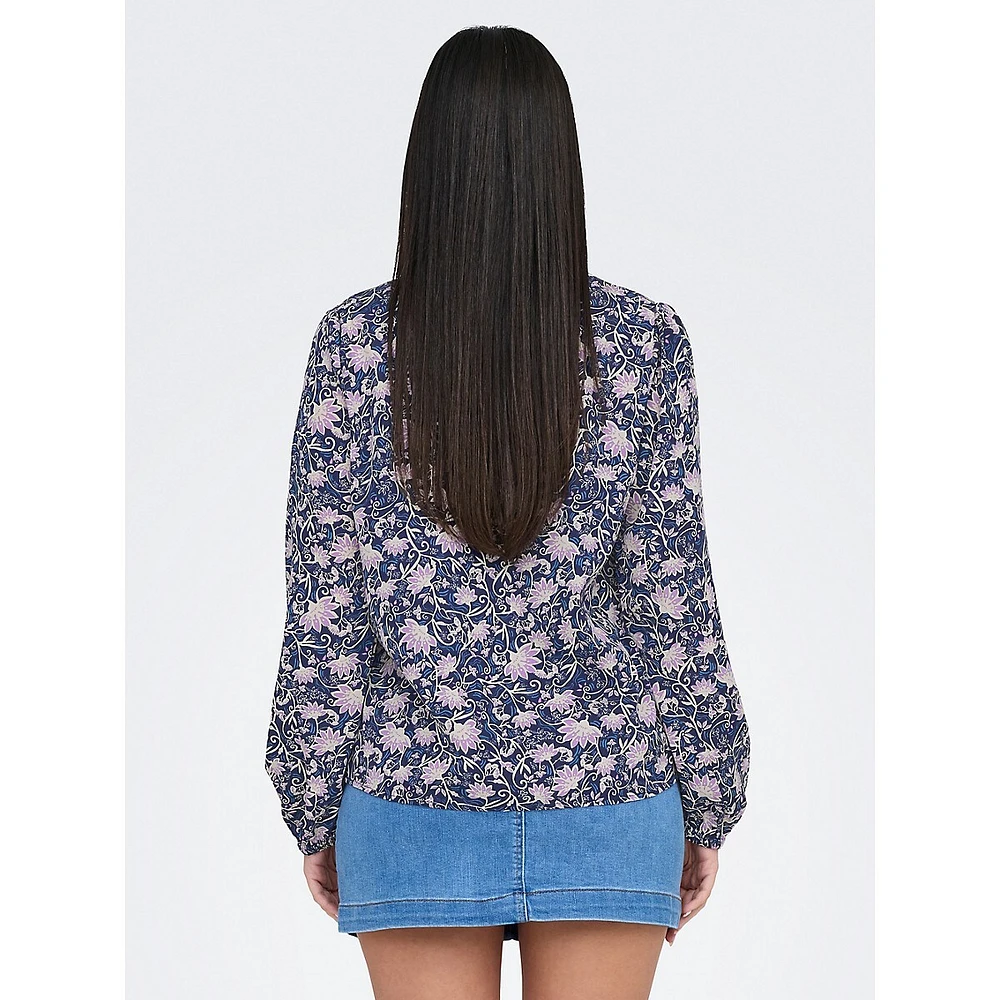 Miva Ruffled-Collar Printed Blouse