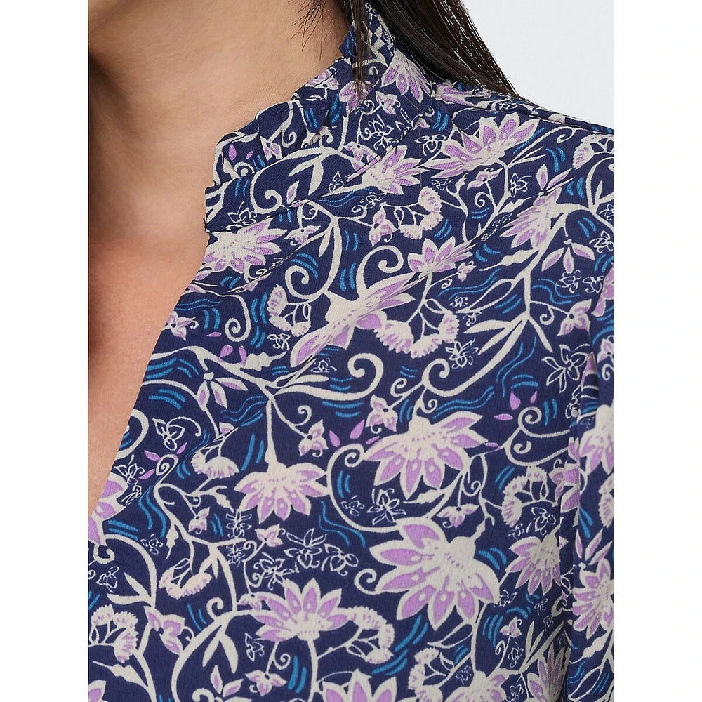 Miva Ruffled-Collar Printed Blouse