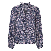 Miva Ruffled-Collar Printed Blouse