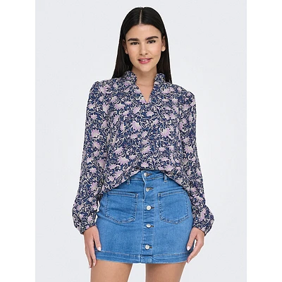 Miva Ruffled-Collar Printed Blouse