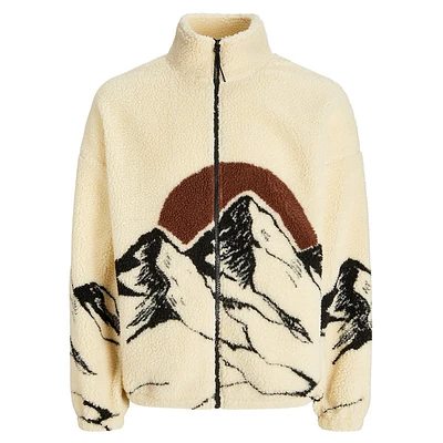 Jordoug Mountain-Print Teddy Jacket