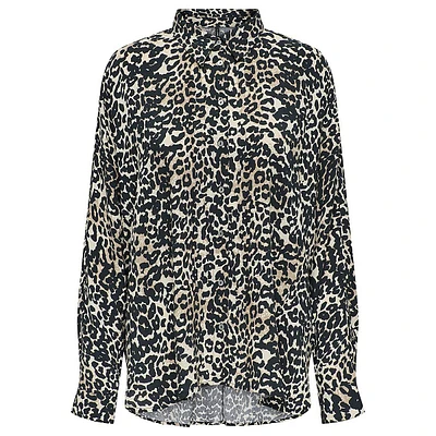 Mezzy Leopard-Print Viscose Button Down Shirt