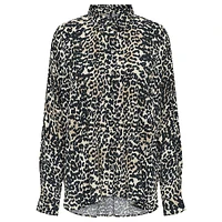 Mezzy Leopard-Print Viscose Button Down Shirt