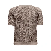 Patterned-Knit Short-Sleeve Sweater