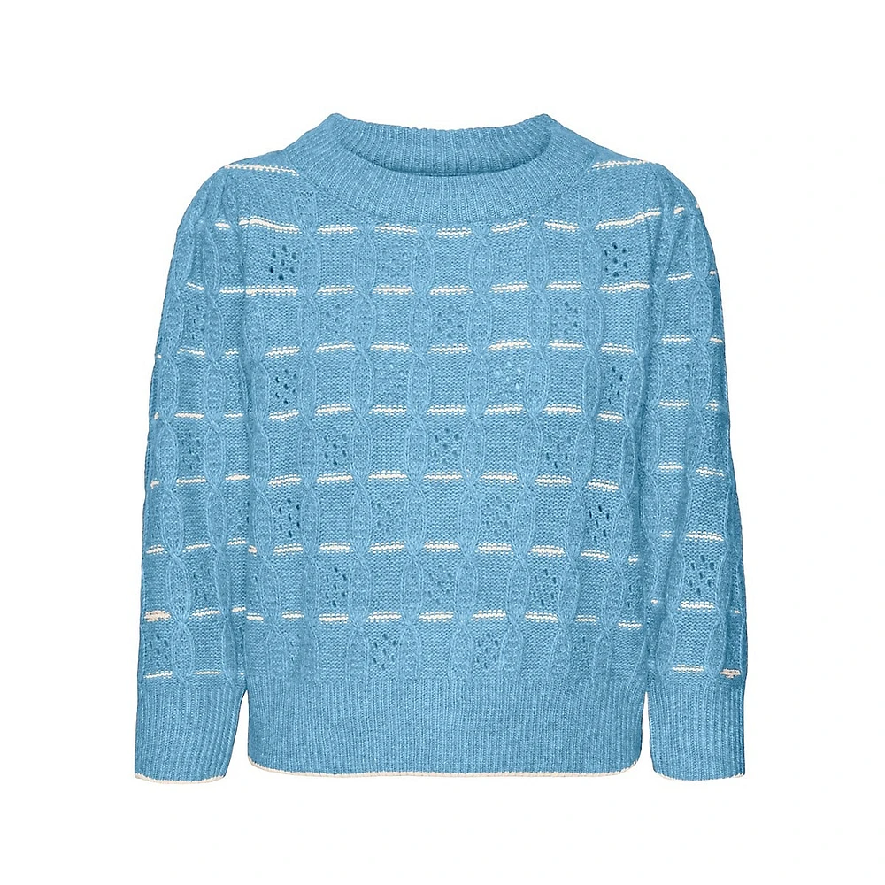 Leonor Striped Cable Pointelle Sweater