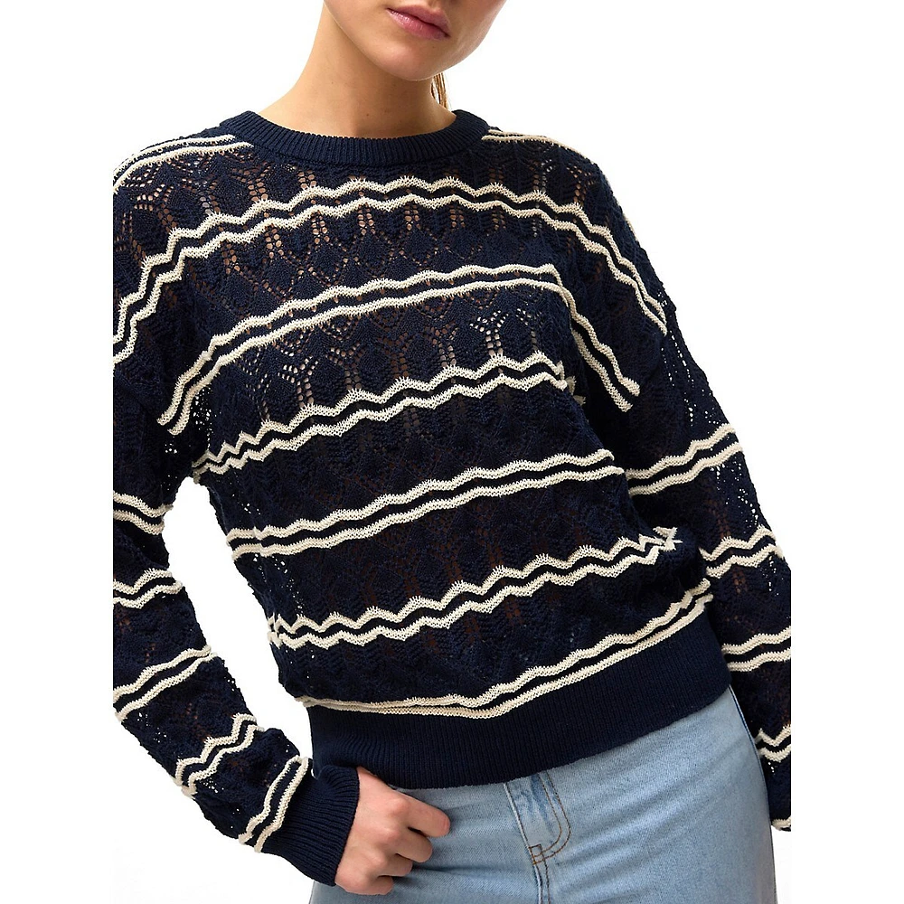 Bella Striped Pointelle Sweater