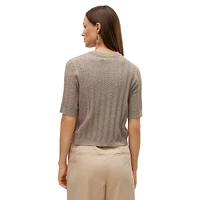 Jenny Cable-Knit Elbow-Sleeve Sweater