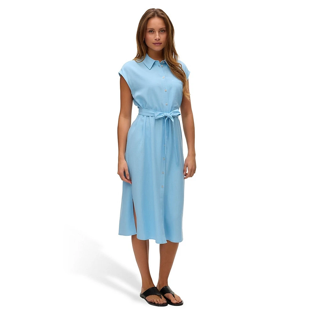 Robe chemise sans manches nouée Mymilo