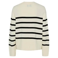 Sia Breton-Stripe V-Neck Cardigan