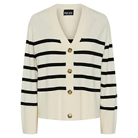 Sia Breton-Stripe V-Neck Cardigan