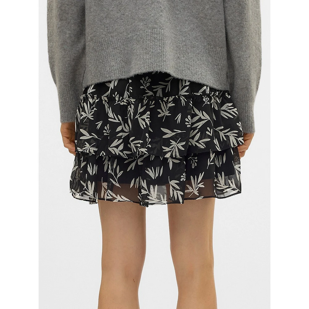 Tiered Print Mini Skirt