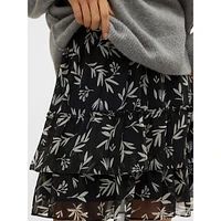 Tiered Print Mini Skirt