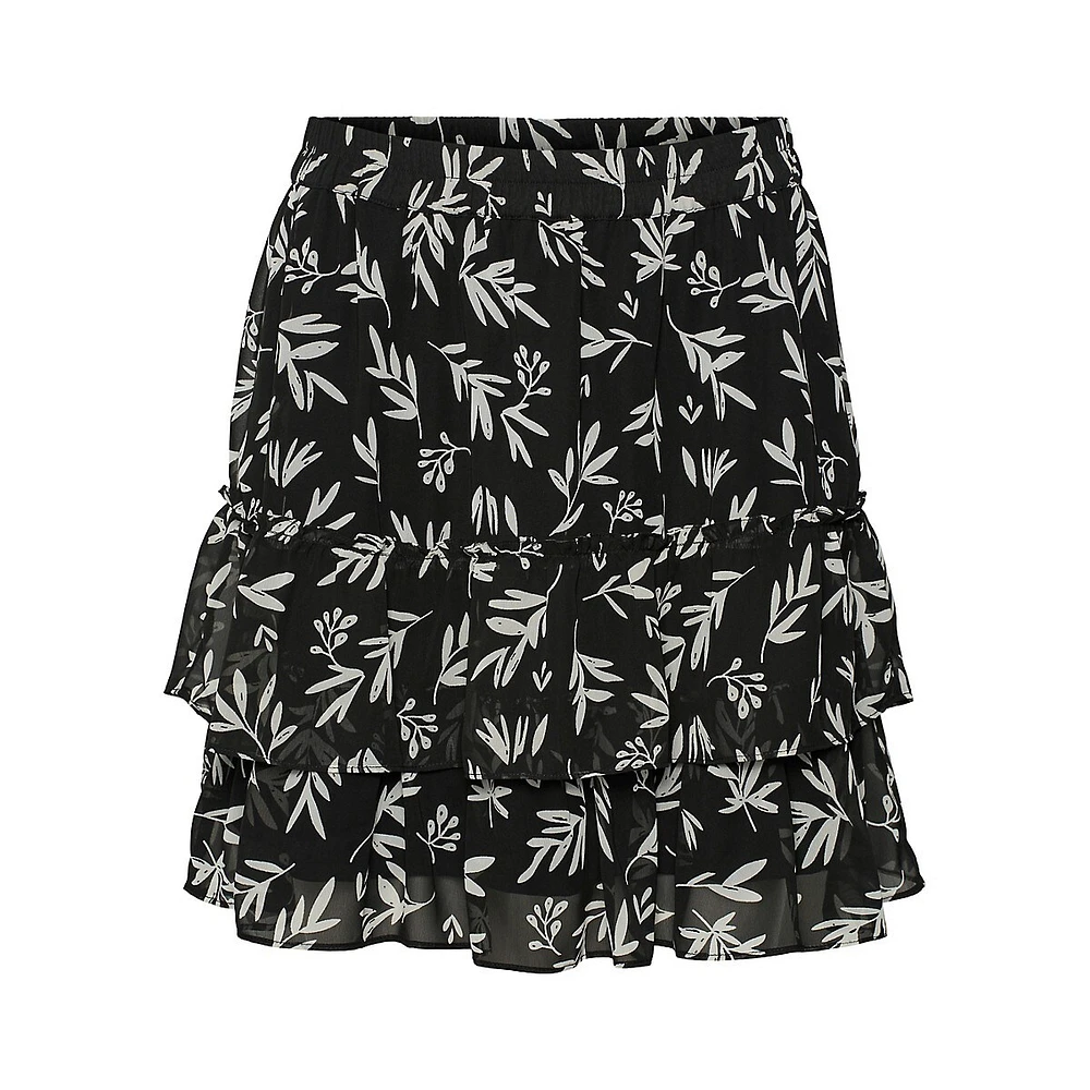 Tiered Print Mini Skirt