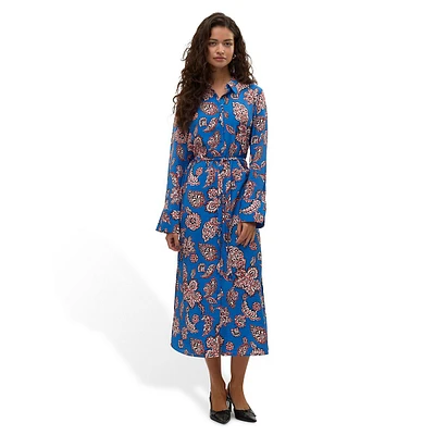 Paisley-Print Midi Shirtdress