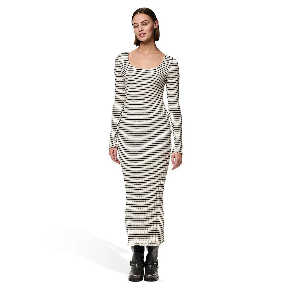 Iris Long-Sleeve Ribbed-Knit Ankle Tube Dress