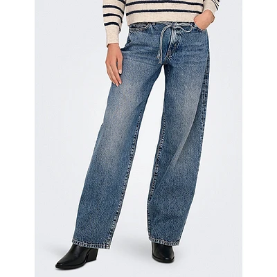 Gianna Barrel-Fit Tie-Waist Straight-Leg Jeans