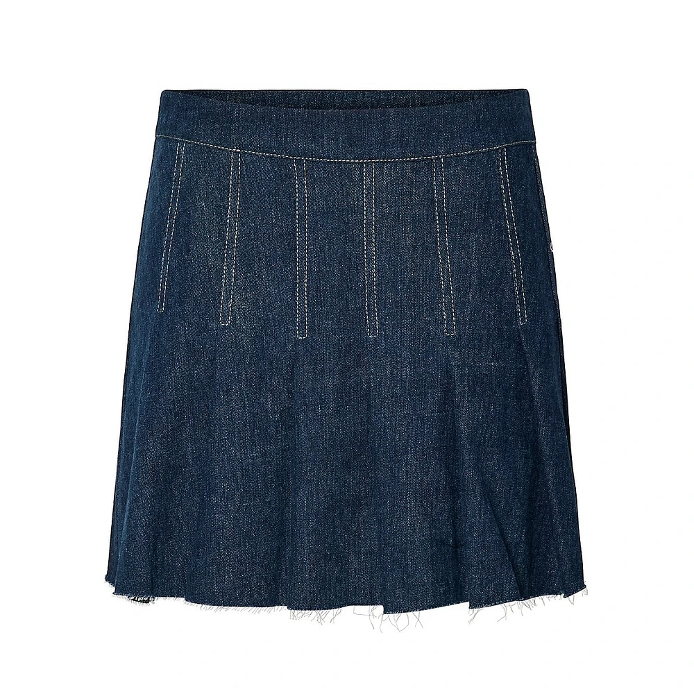 Fabia Plissé Denim Mini Skirt