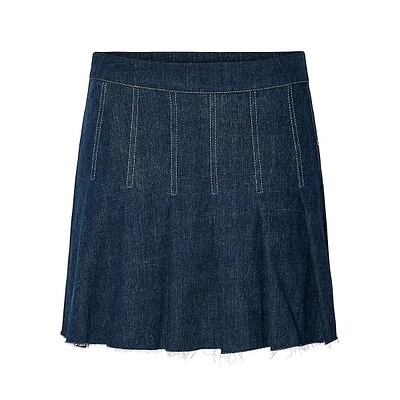 Fabia Plissé Denim Mini Skirt