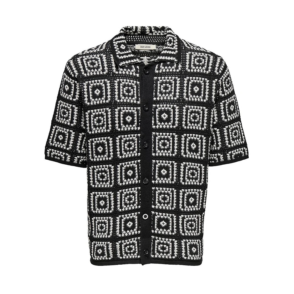 Bart Geometric-Pattern Short-Sleeve Knit Shirt