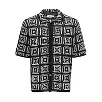 Bart Geometric-Pattern Short-Sleeve Knit Shirt