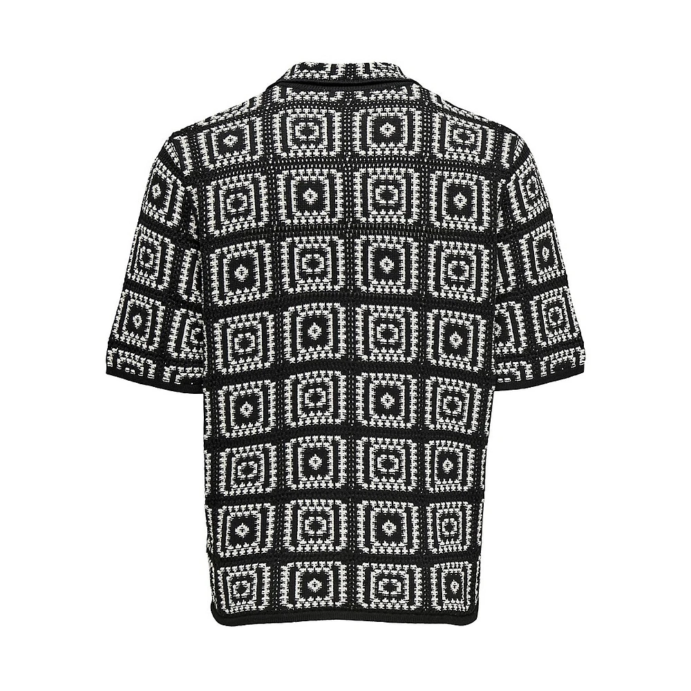 Bart Geometric-Pattern Short-Sleeve Knit Shirt