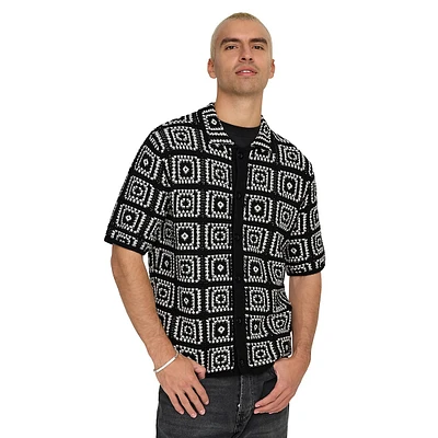 Chemise en tricot à manches courtes motif géométrique Bart