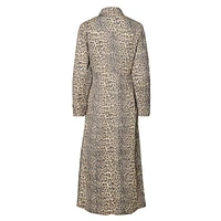 Fia Leopard-Print Denim Long-Sleeve Shirt Dress