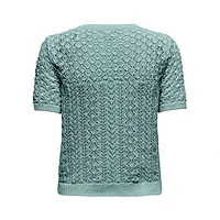 Patterned-Knit Short-Sleeve Sweater