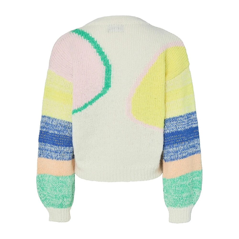 Colourblock Wrap-Style Cardigan