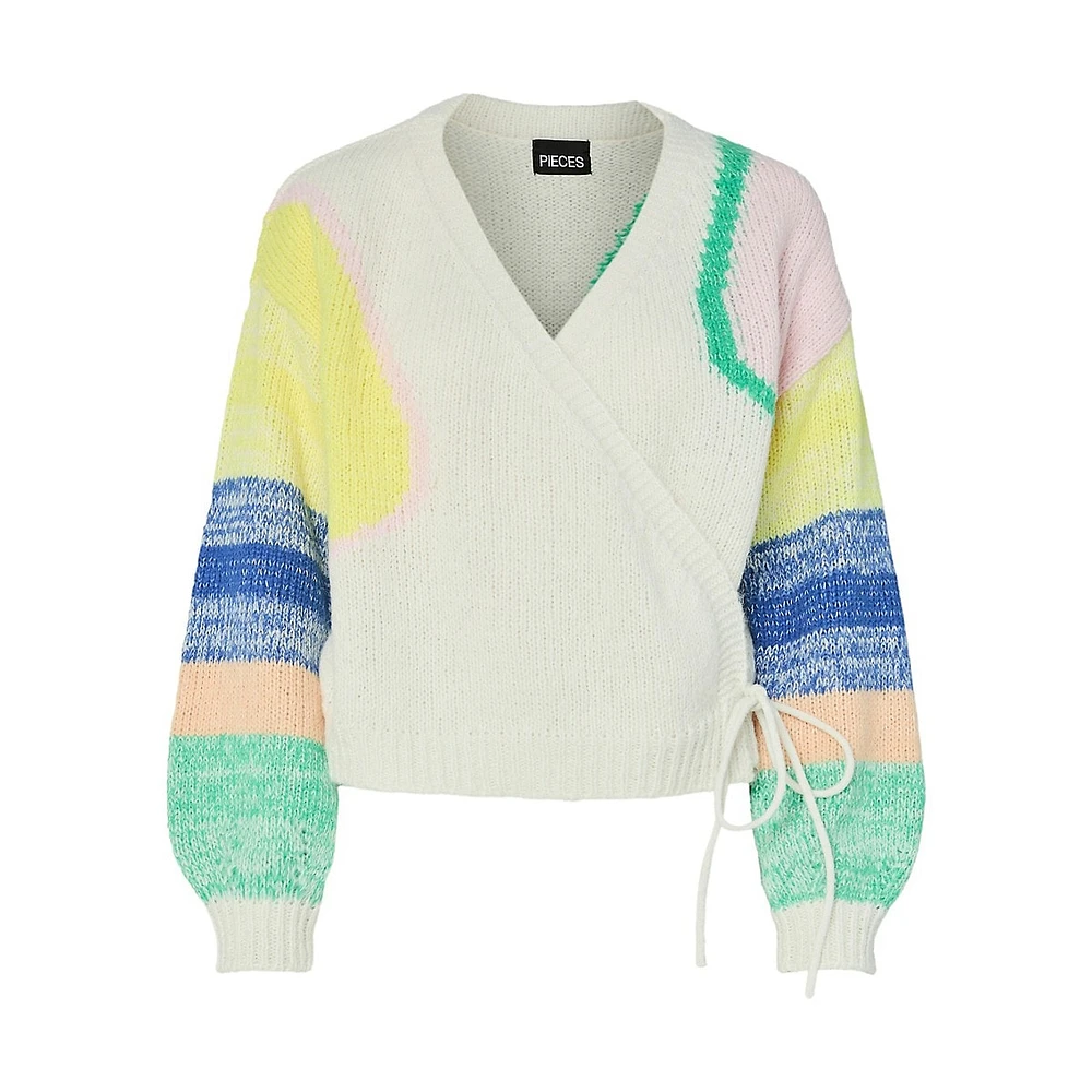 Colourblock Wrap-Style Cardigan