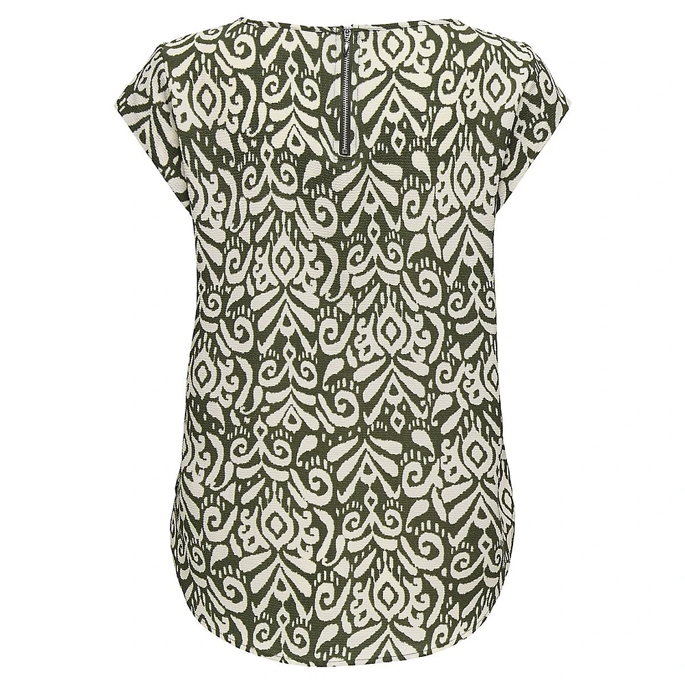 Printed Vic Short-Sleeve Top