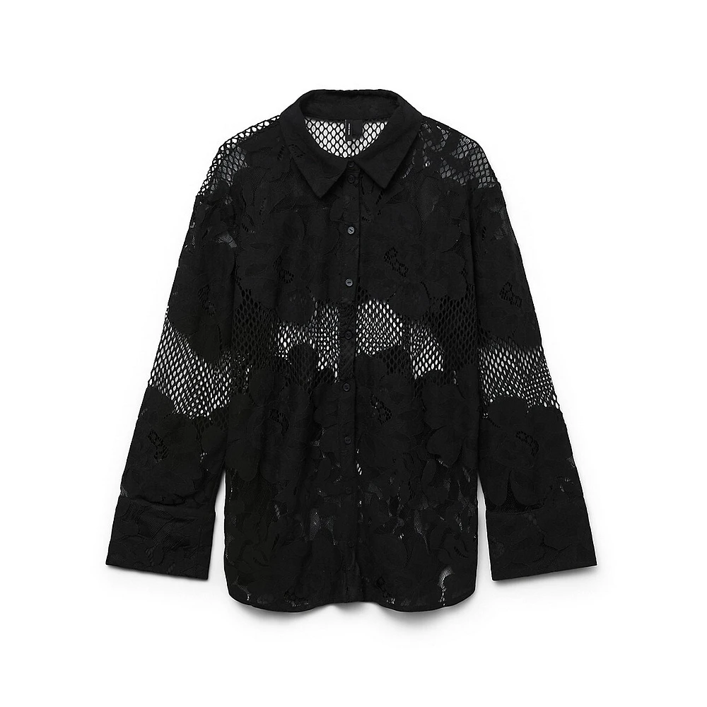 Mussa Floral Illusion Lace Shirt