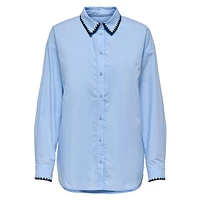 Zoe Embroidery-Edge Button-Down Shirt