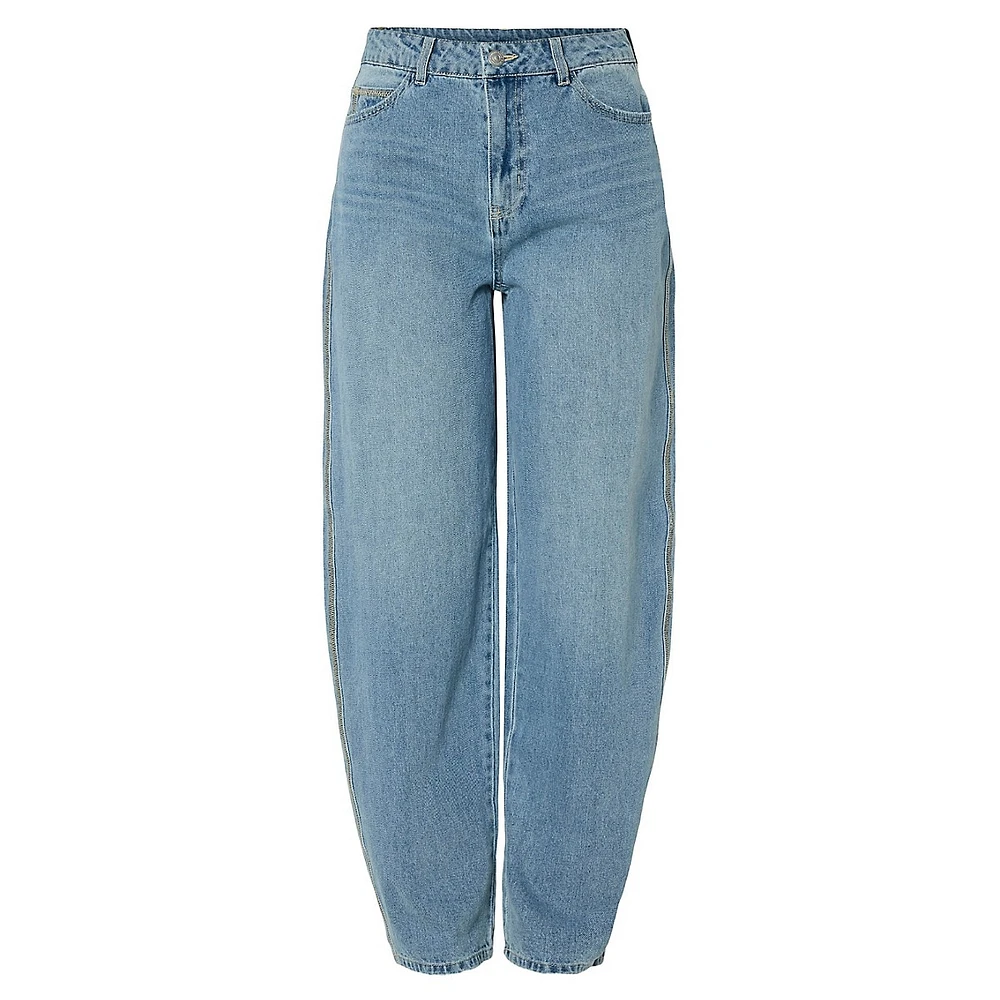 High-Waist Barrel-Leg Jeans